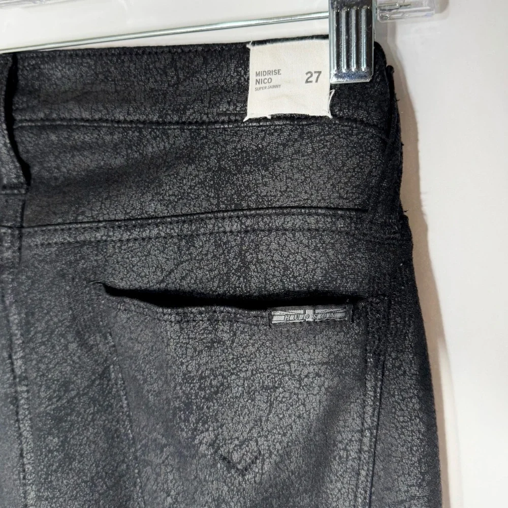 Hudson Black Crackle Ponte Knit Mid Rise Full Length Ankle Skinny Pants 4, 27